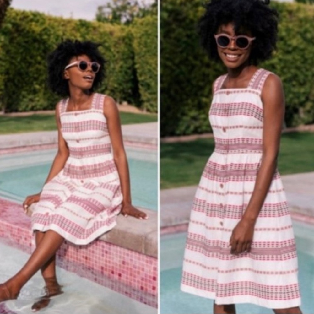 Gal Meets Glam Ashton Button Stripe Midi Dress